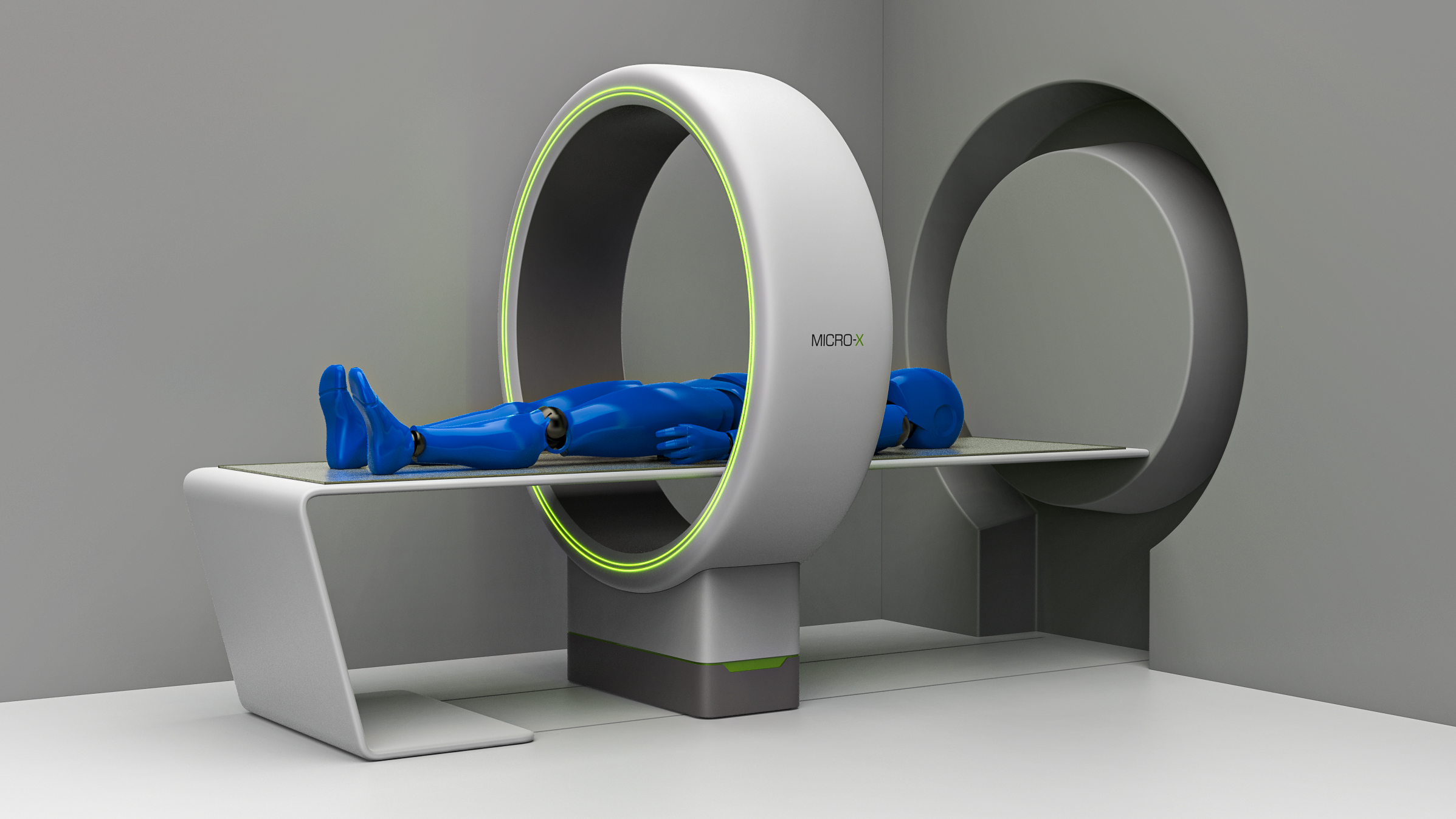 Renderização do Tomógrafo de Corpo Inteiro Micro-X com Paciente