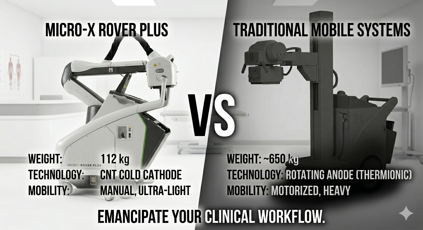 Rover Plus vs traditional mobile X-ray systems — weight and technology comparison