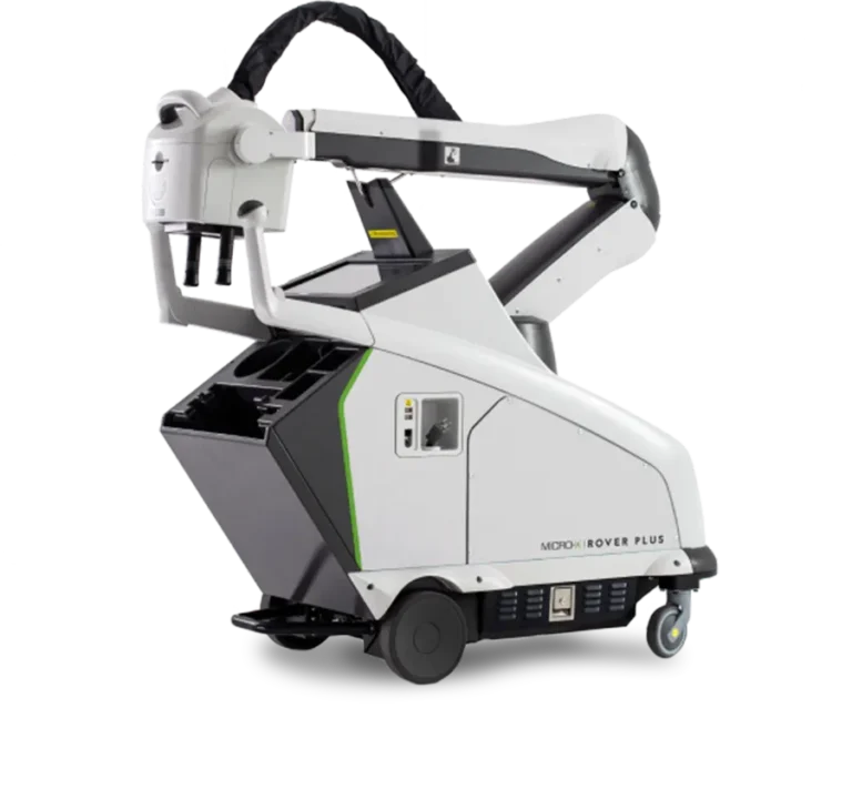 Micro-X Rover Plus ultra-lightweight mobile digital X-ray system featuring carbon nanotube technology deployed in a clinical setting.