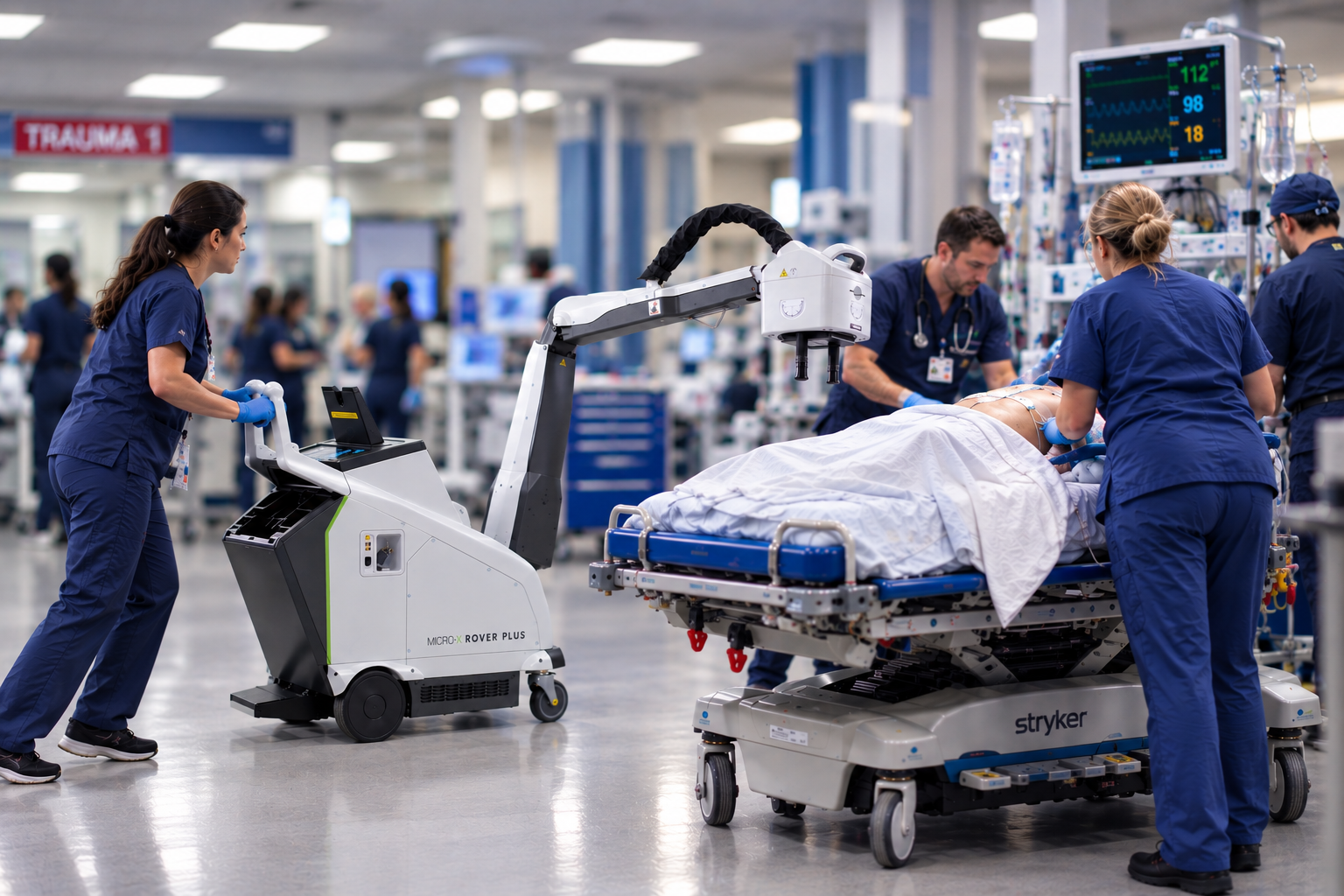 Micro-X Rover Plus mobile digital X-ray system in an Emergency Department setting